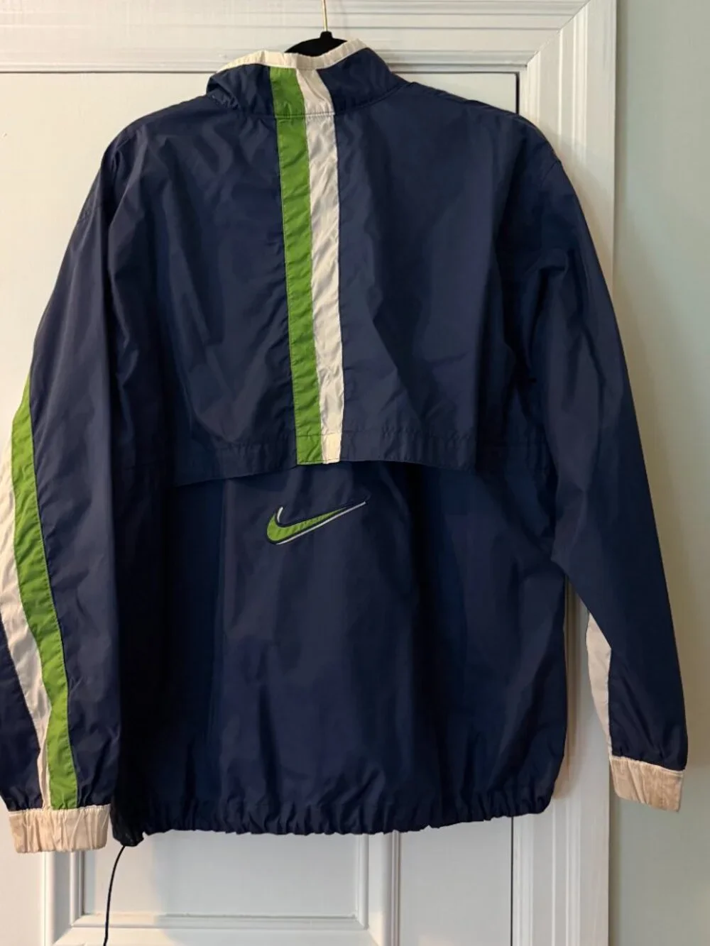 Vintage 90s Nike Windbreaker Youth XL 18-20 Navy Green White Colorblock